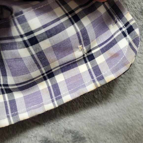 Jos. A Banks Traveler Long Sleeve Button Up Plaid Shirt Purple White Men Sz L - Picture 12 of 13